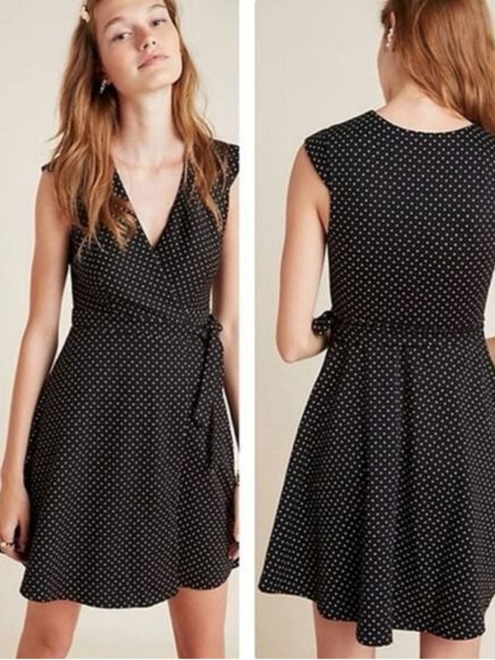 NWT Hutch Anthropologie Ronnie Wrap Dress XL Black Dot